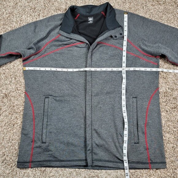REI Full Zip Jacket Men's Size XL Thumbholes Stretch Sweater Gray/Red Activewear - Picture 3 of 8